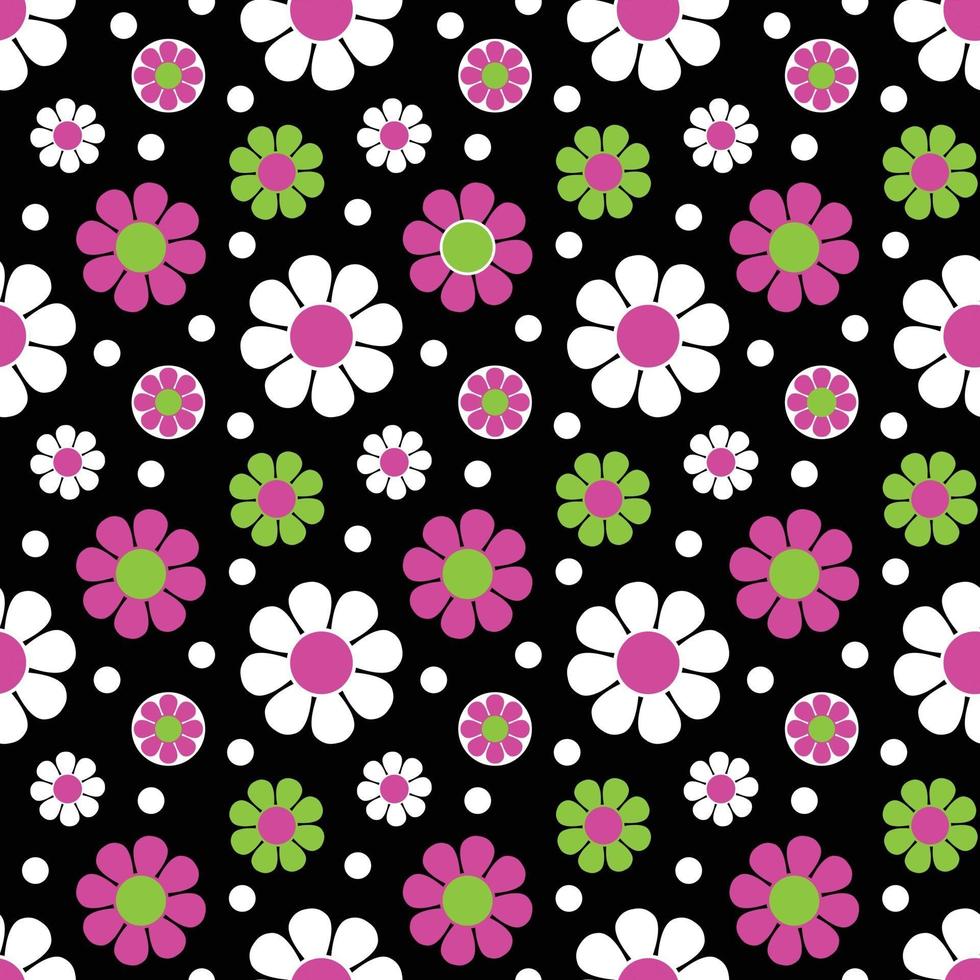 mod rosa verde negro transparente margarita flor vector patrón