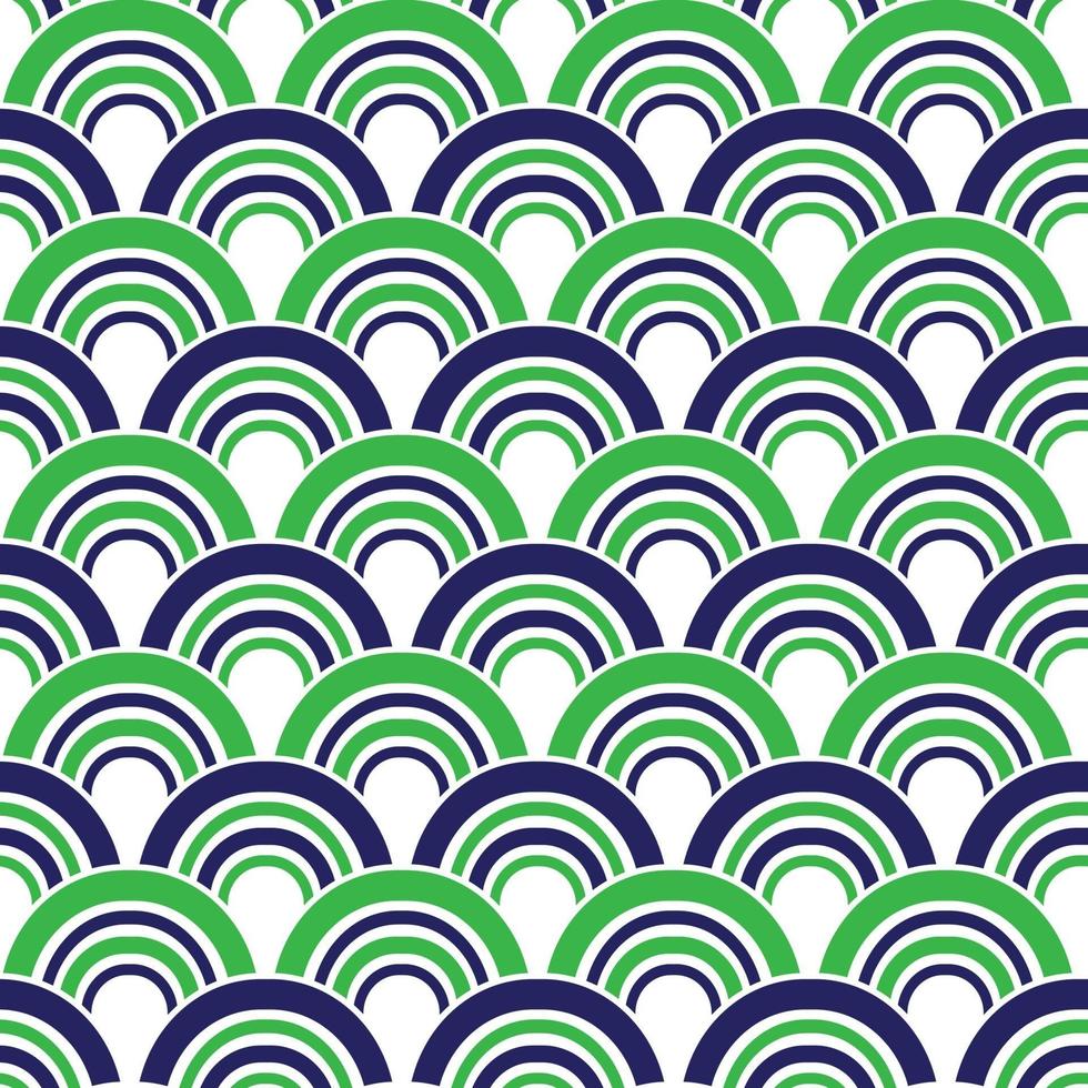 mod blue green seamless scallop geometric vector patterns