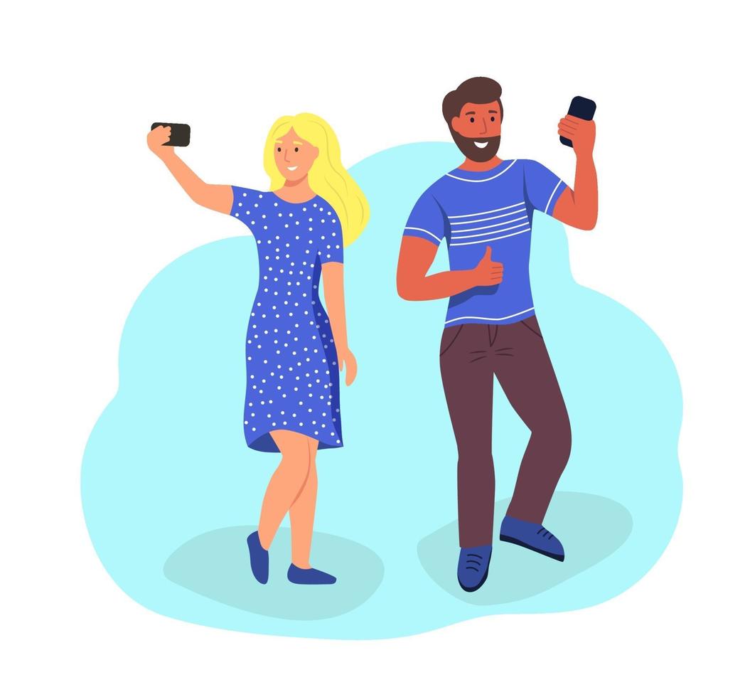 pareja se toma una selfie vector