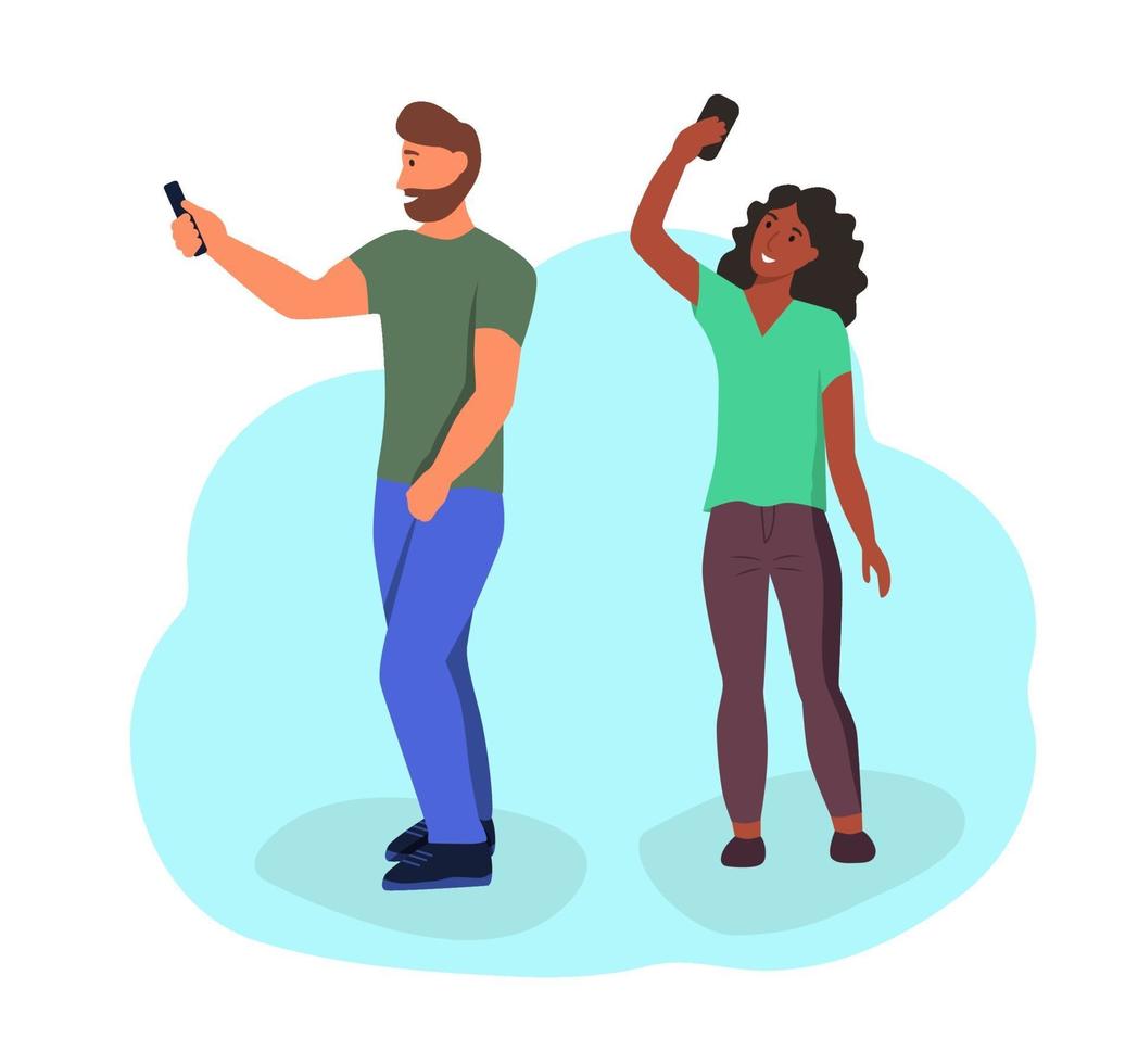 Couple takes a selfie vector