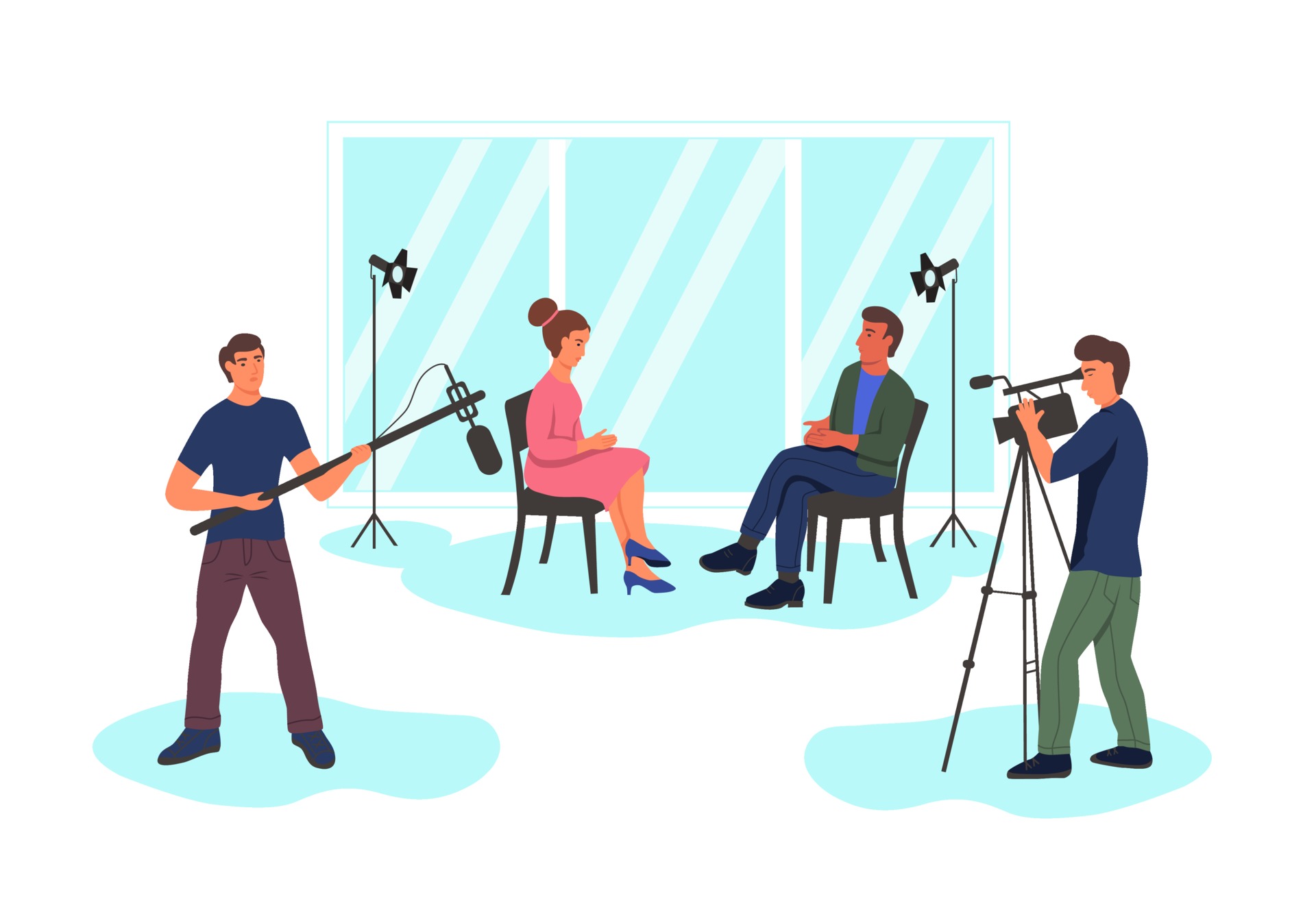 Recording a journalistic interview in the Studio 2186647 Vector Art at