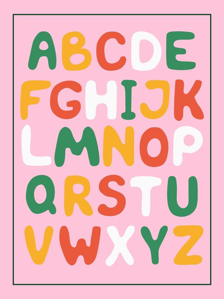 Hand-drawn cute English alphabet. vector