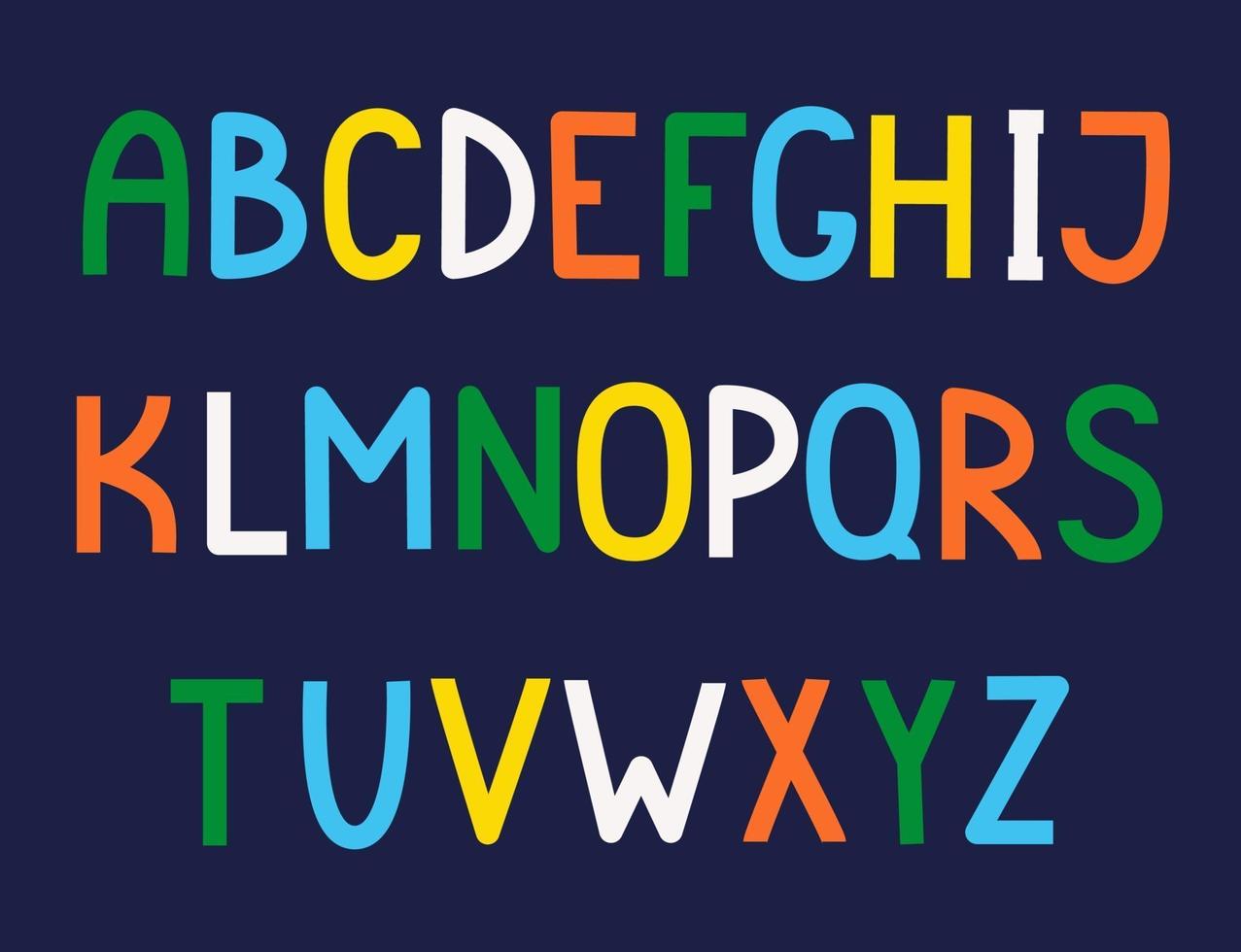 Hand-drawn cute English alphabet. vector