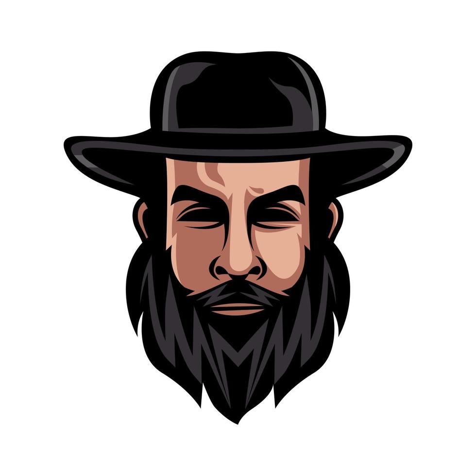 bearded man face vector