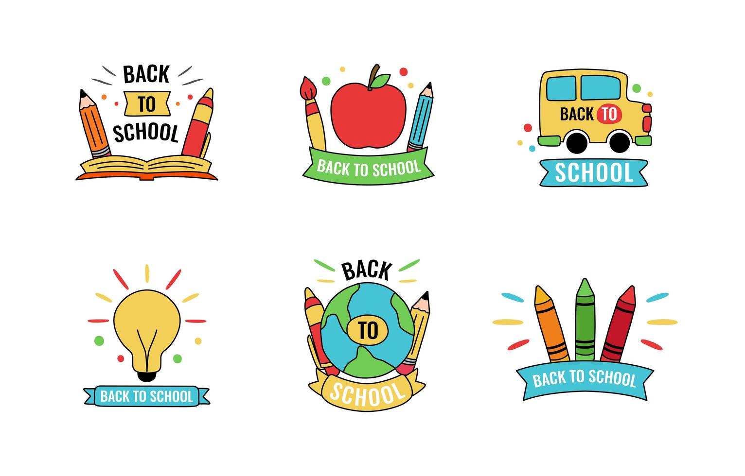 Hand Drawn Back to School Label Set vector