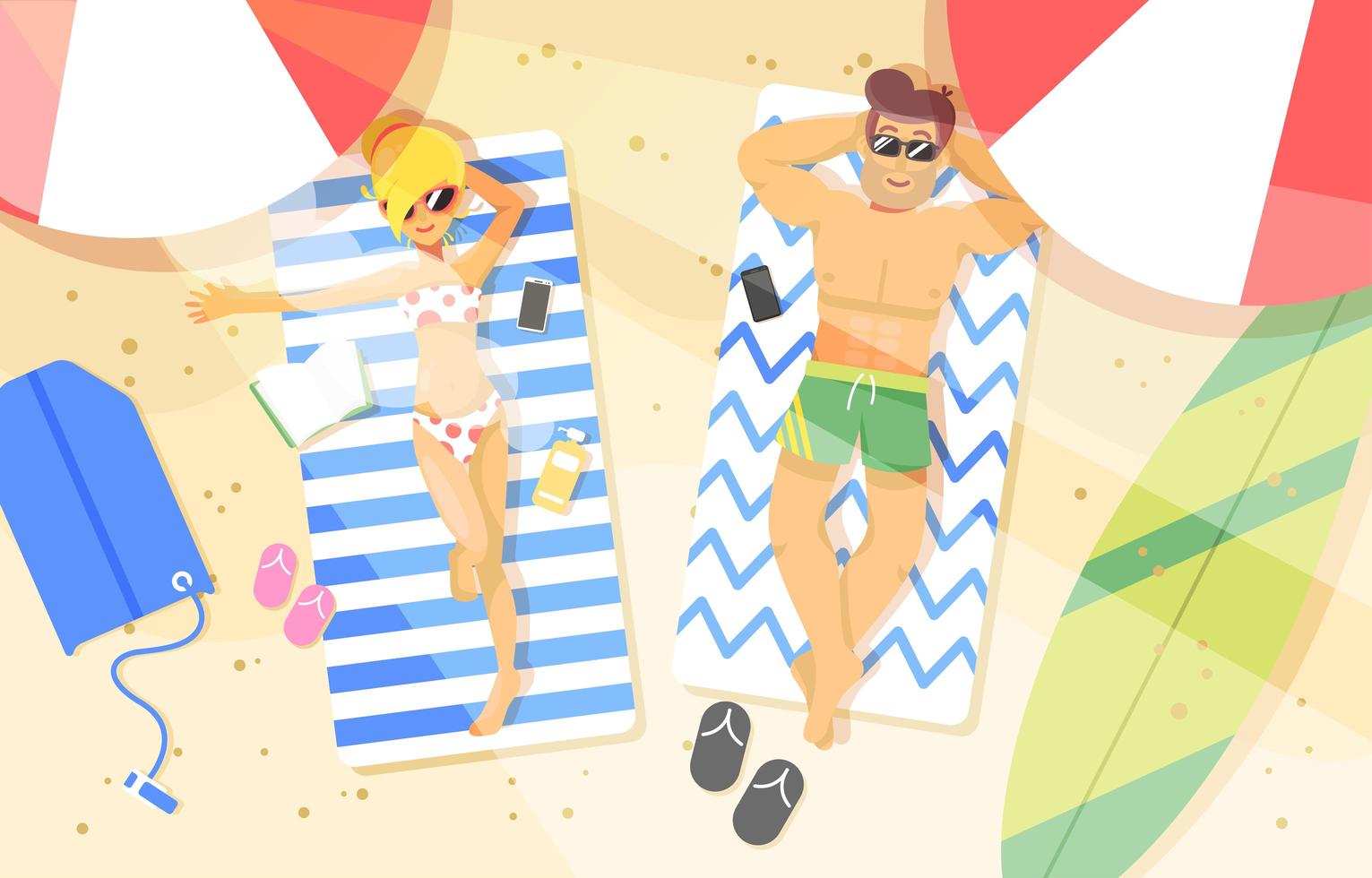 vacaciones de verano relajándose en la playa vector