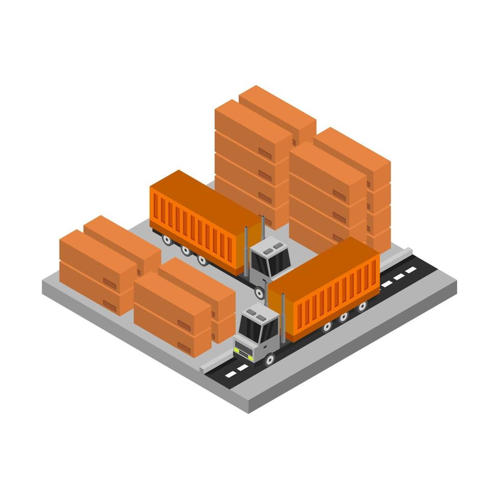 Isometric Warehouse On White Background vector