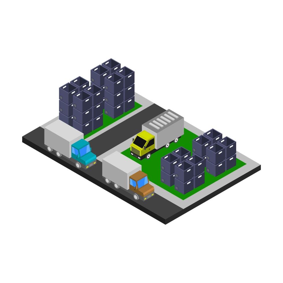 Isometric Warehouse On White Background vector
