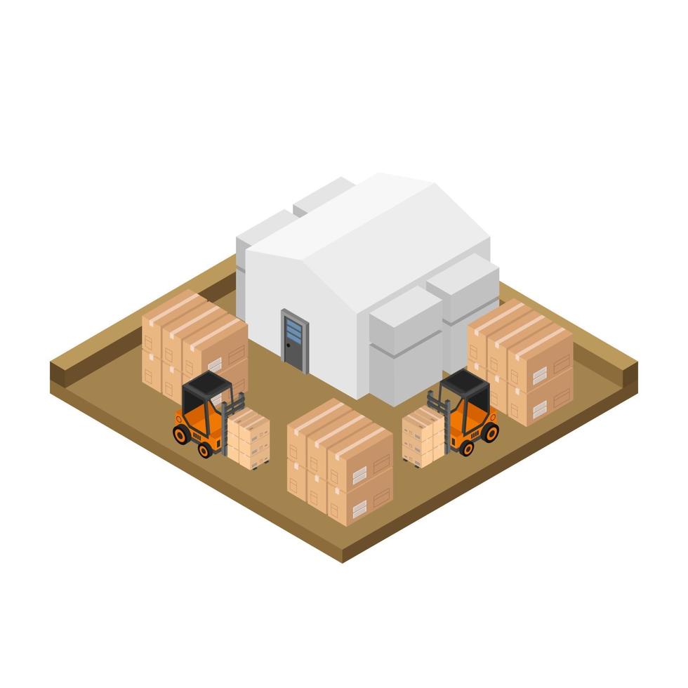Isometric Warehouse On White Background vector