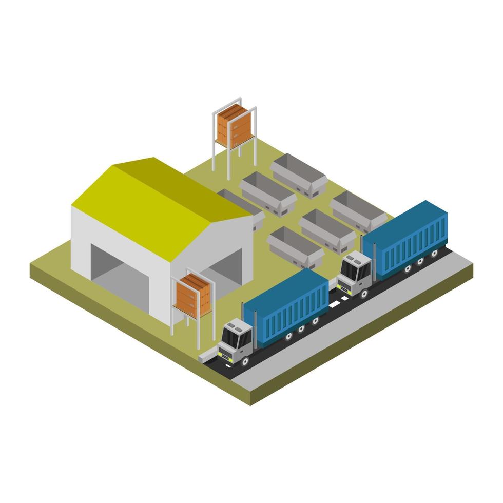 Isometric Warehouse On White Background vector