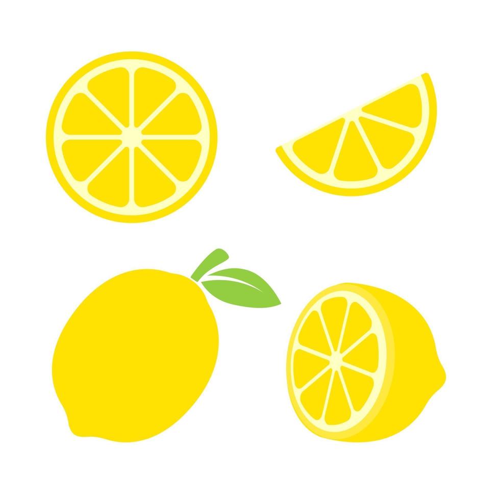 Yellow lemon set vector