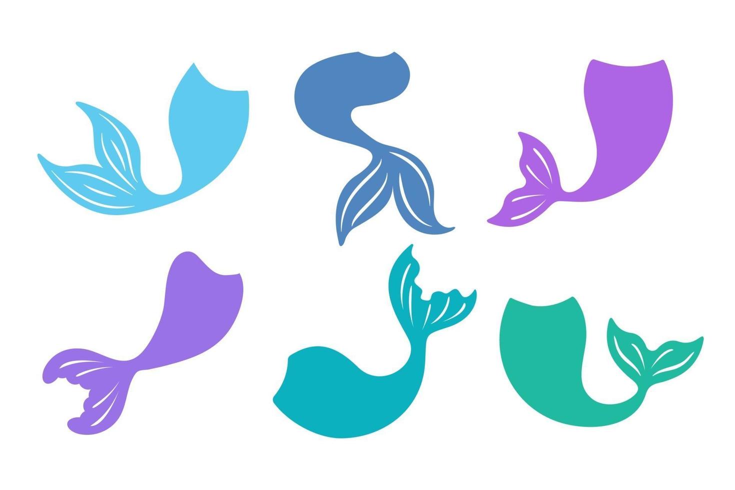 Beautiful mermaid tail set vector