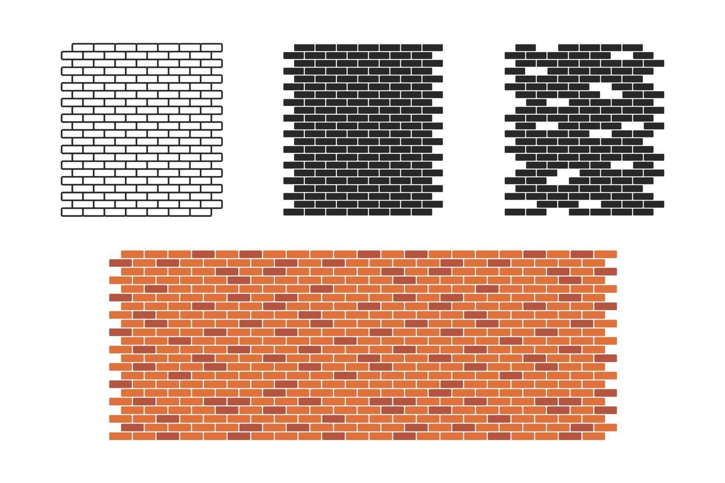 Brick wall pattern set vector