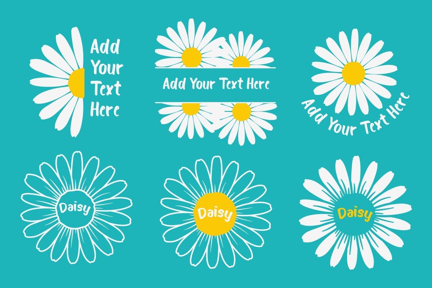 Flat daisy flowers with space to add text set vector