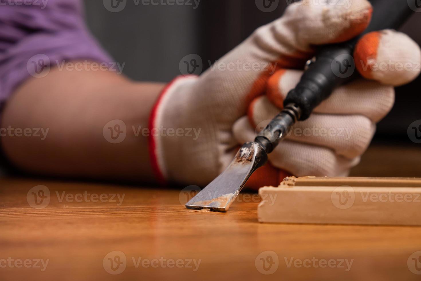 fijación de la superficie de madera rayada foto