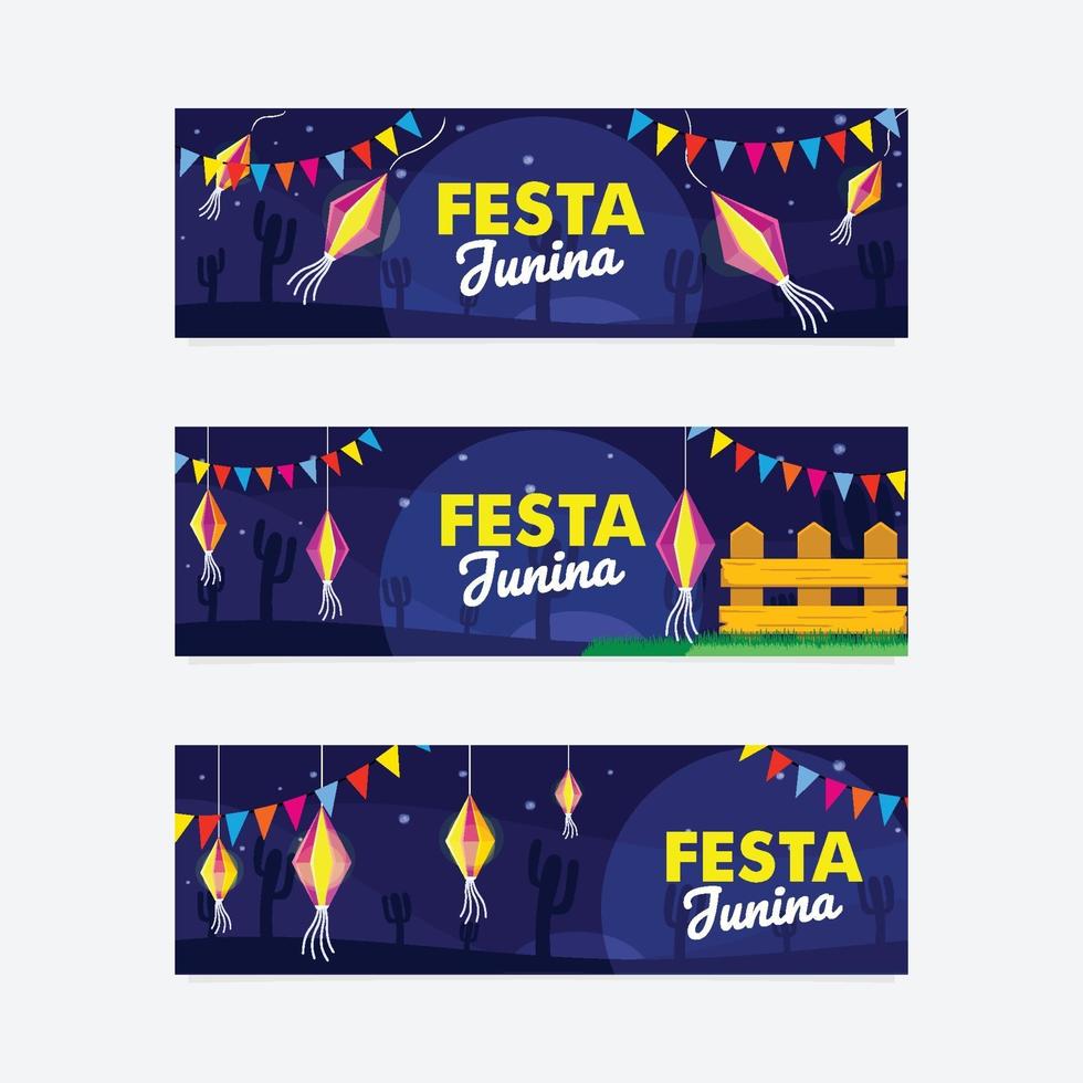 conjunto de banners de festa junina vector