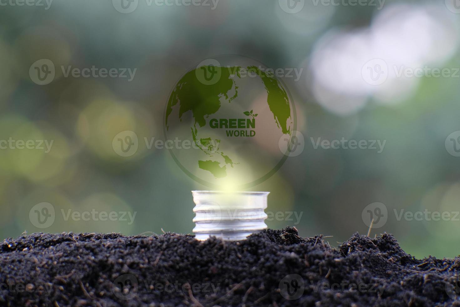 Energy saving light bulb and business or business growth concept photo