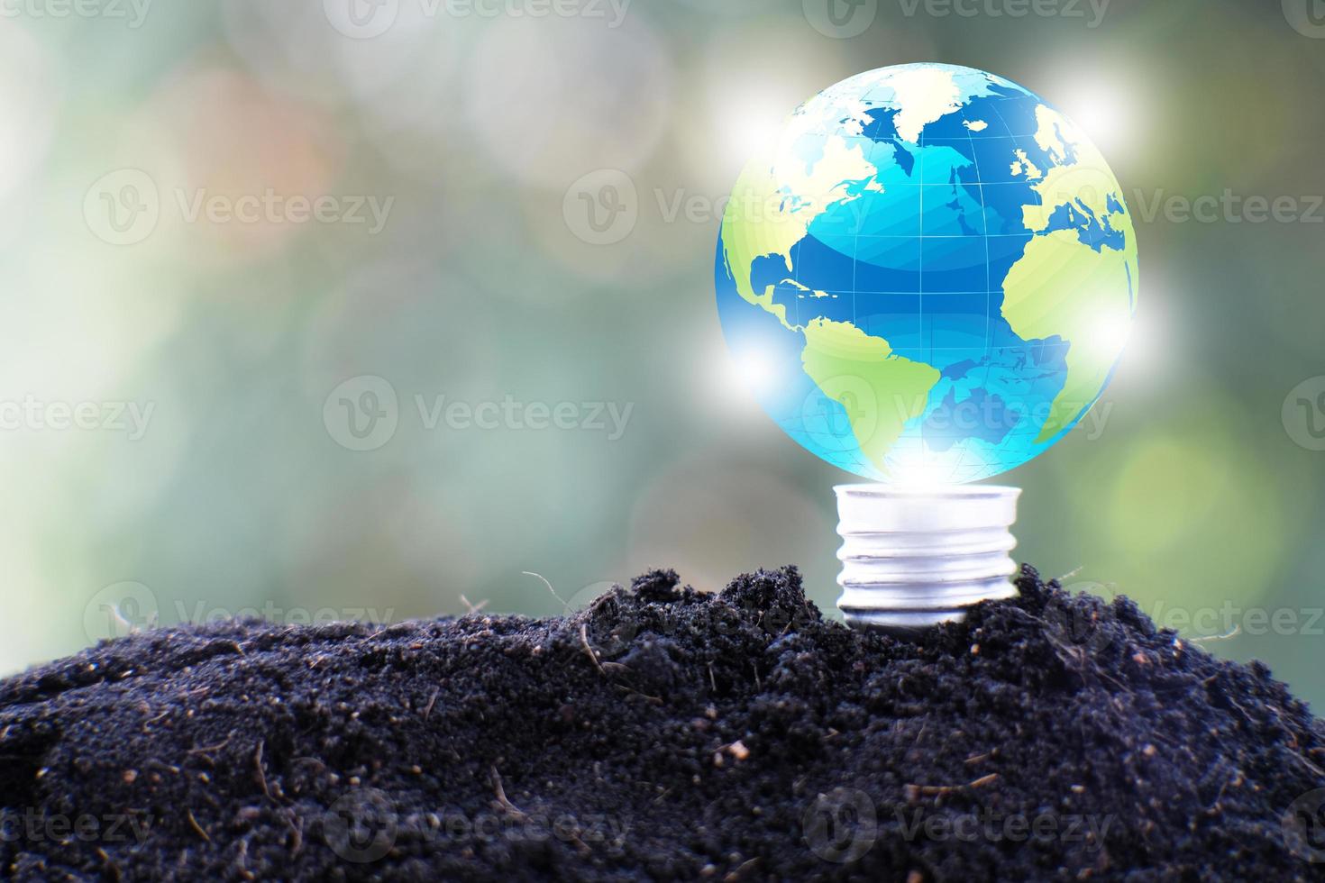 Light bulb, save world and business eco concept photo