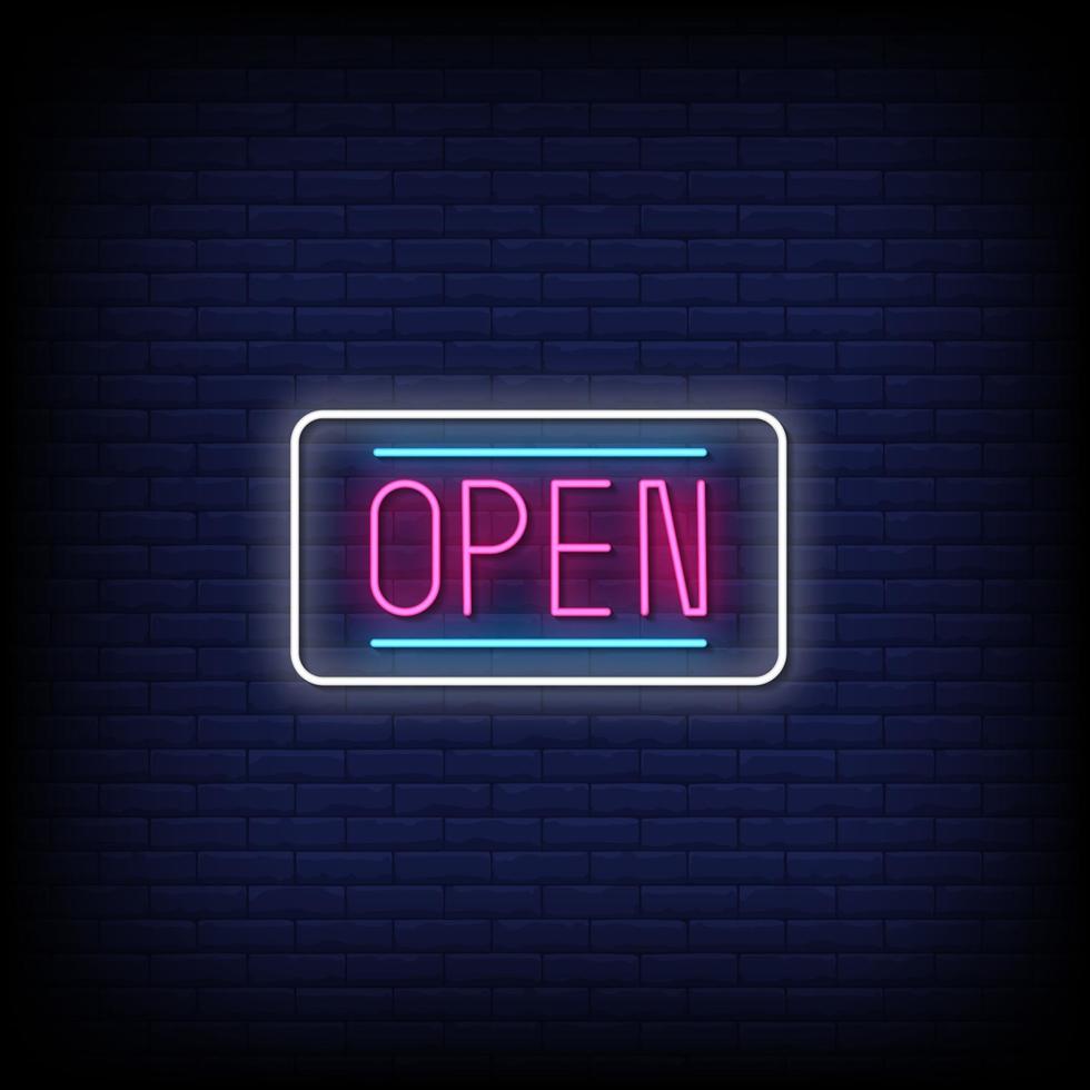 Open Neon Signs Style Text Vector