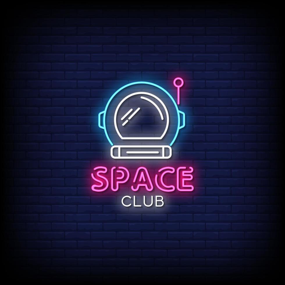 vector de texto de estilo de letreros de neón del club espacial