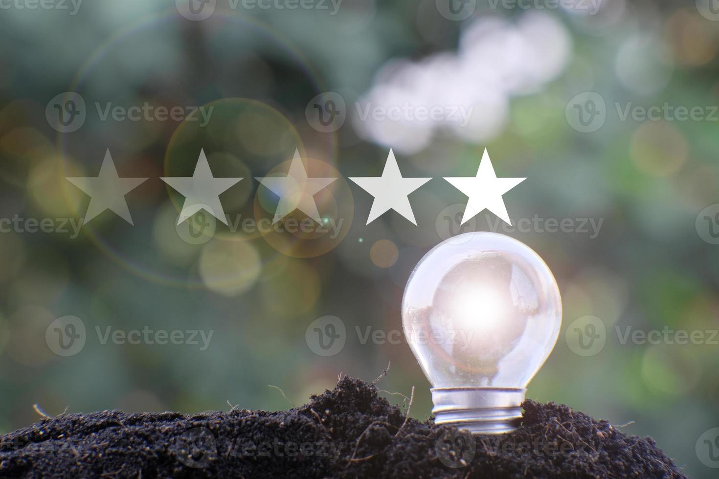 Energy saving light bulb and business or business growth concept photo