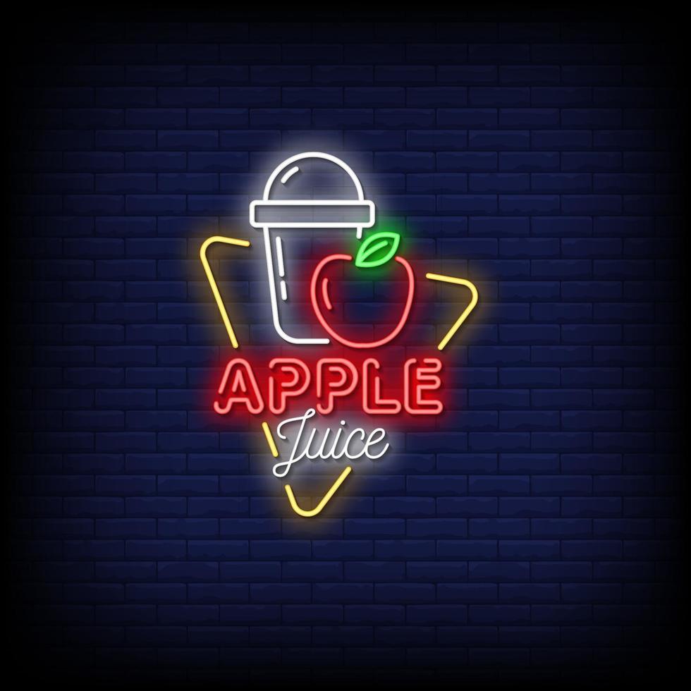 Apple Juice Neon Signs Style Text vector
