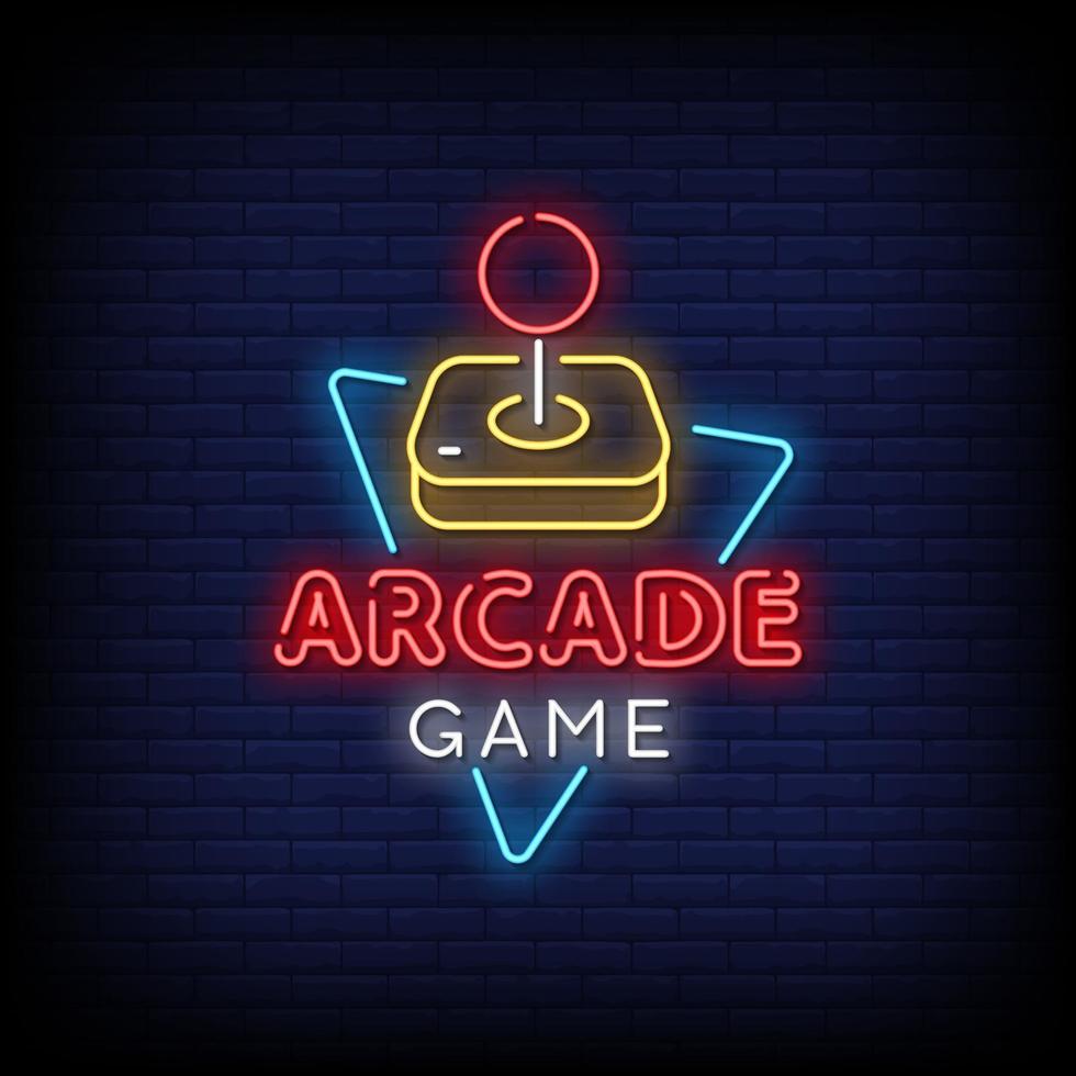 Arcade Game Neon Signs Vector