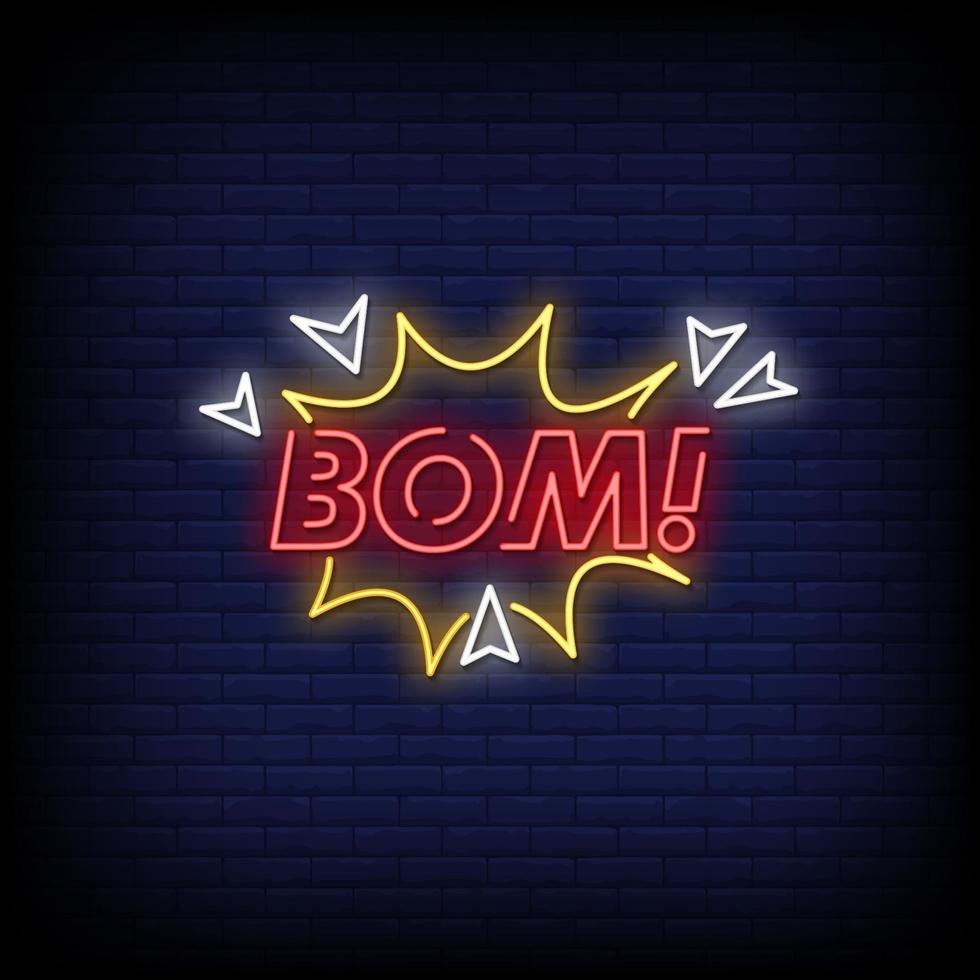 Bom Neon Signs Style Text Vector