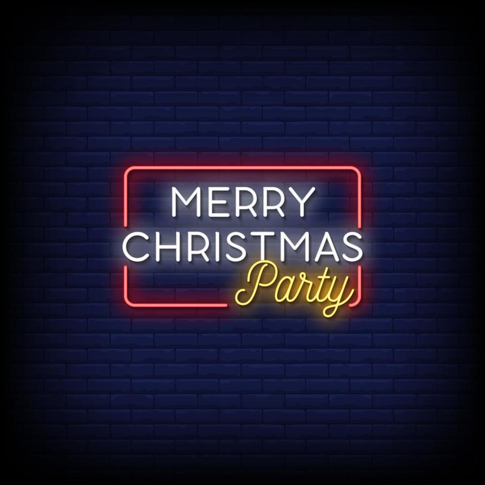 Merry Christmas Party Neon Signs Style Text Vector