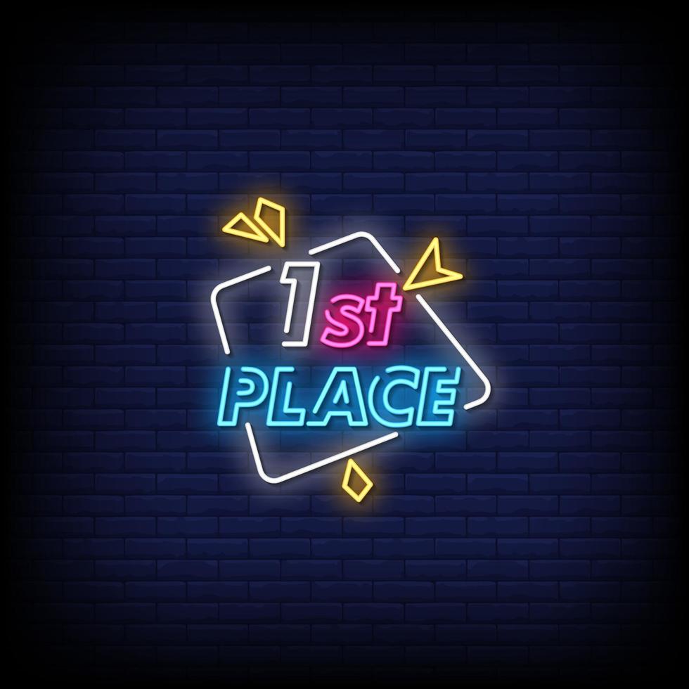 1st Place Neon Signs Vector