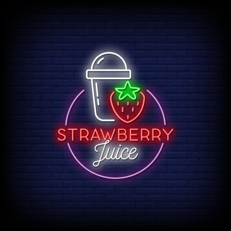 Strawberry Juice Neon Signs Style Text vector
