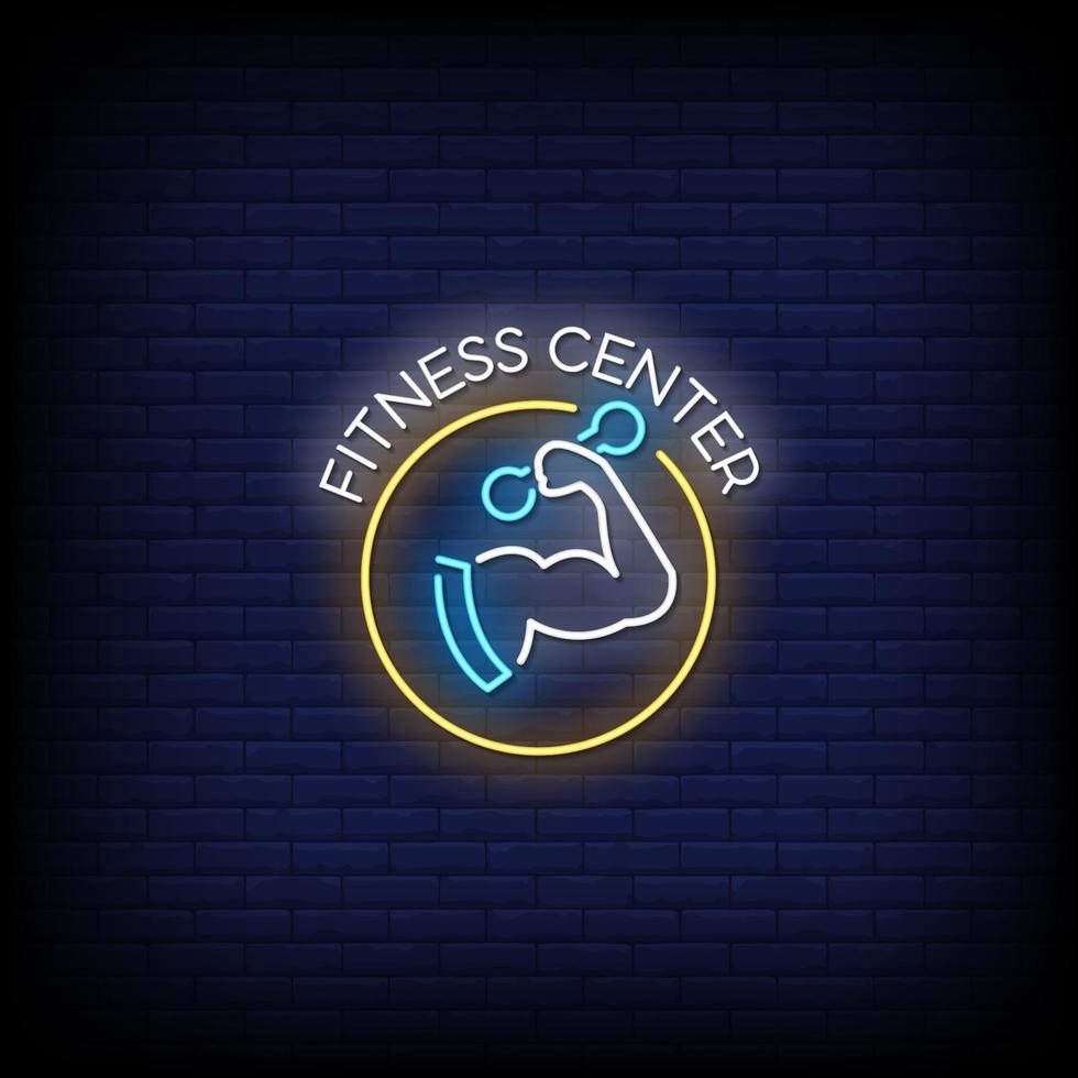 Fitness Center Neon Signs Style Text Vector