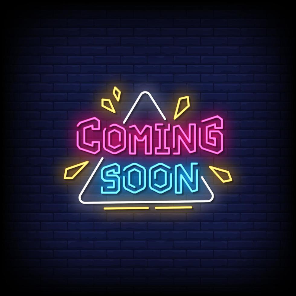 Coming Soon Neon Signs Style Text Vector