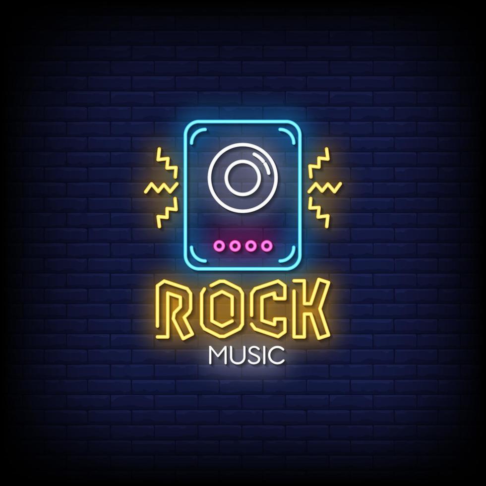 vector de texto de estilo de letreros de neón de música rock