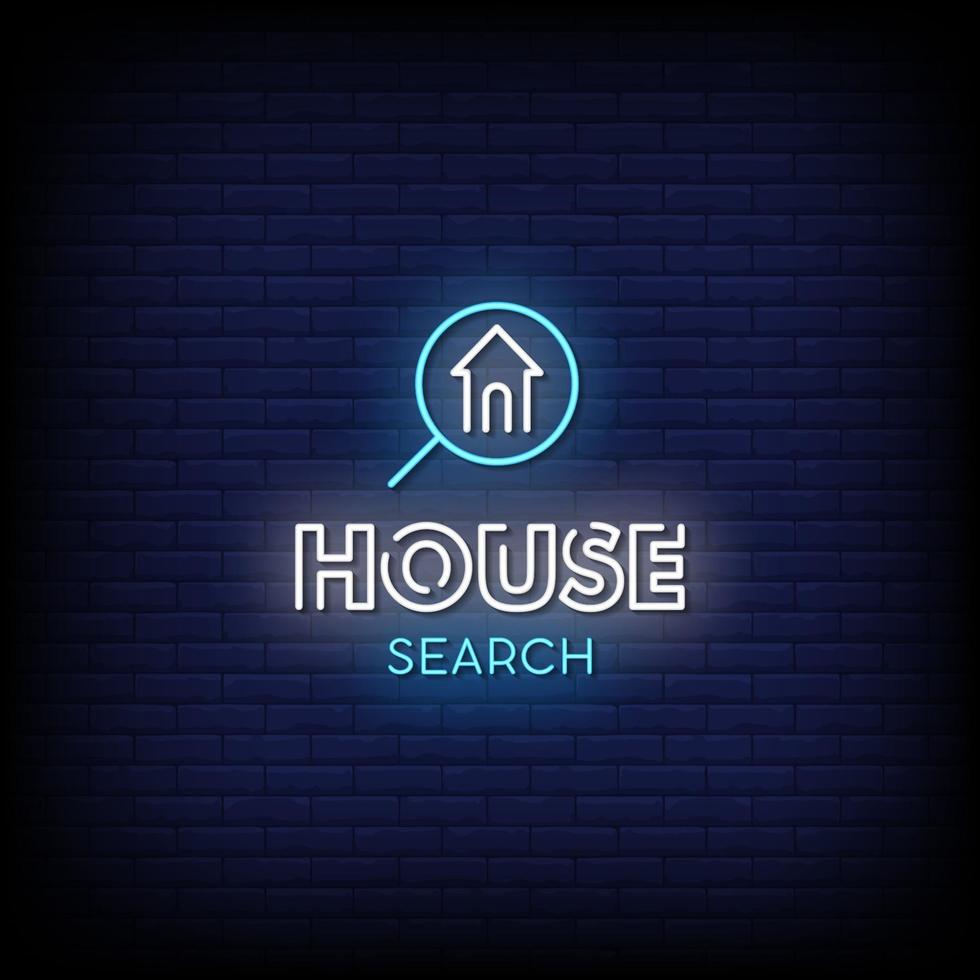 House Search Neon Signs Style Text Vector