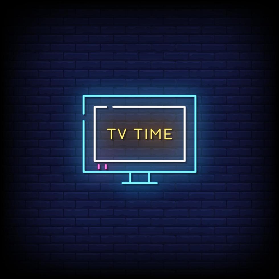 TV Time Neon Signs Style Text Vector