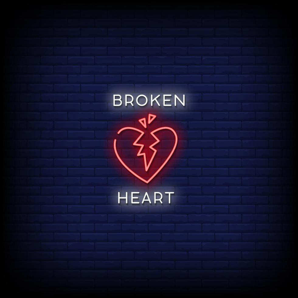 Broken Heart Neon Signs Style Text Vector