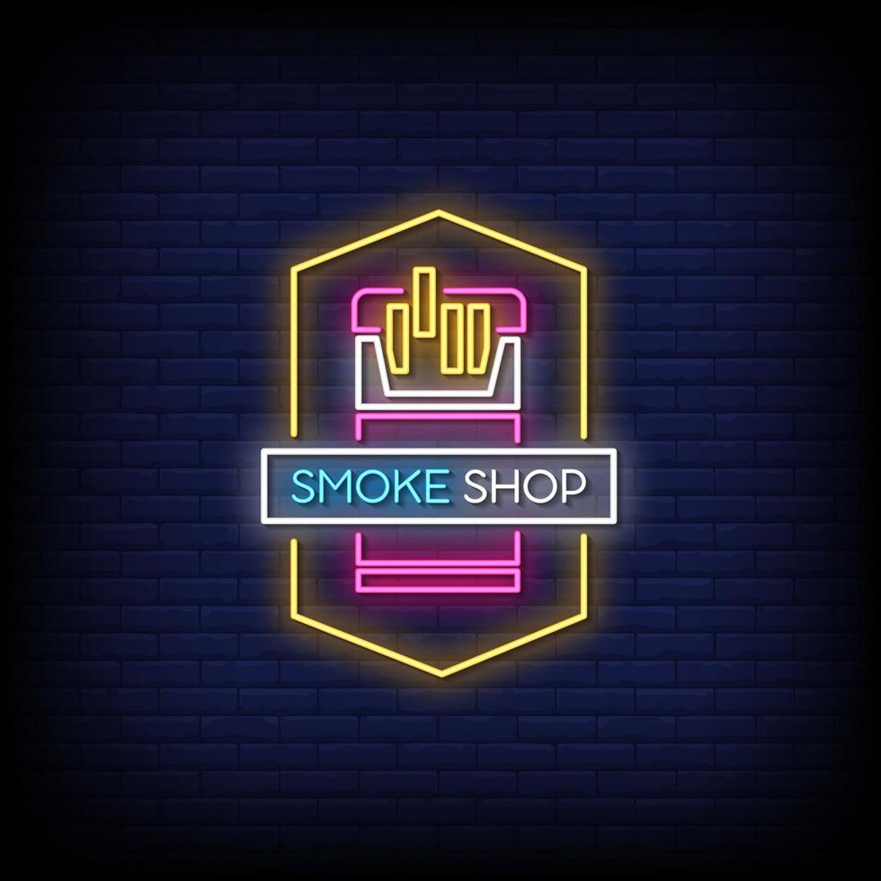 Smoke Shop Neon Signs Style Text Vector