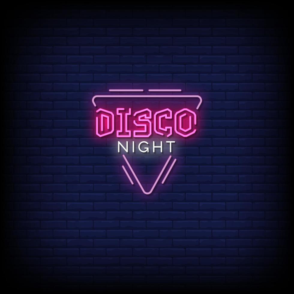 Disco Night Neon Signs Style Text Vector