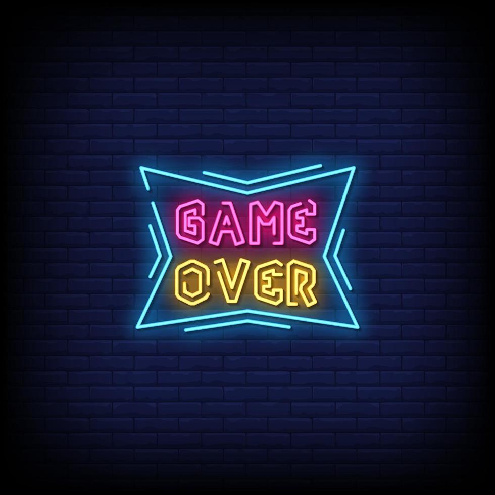 Game Over Neon Signs Style Text Vector