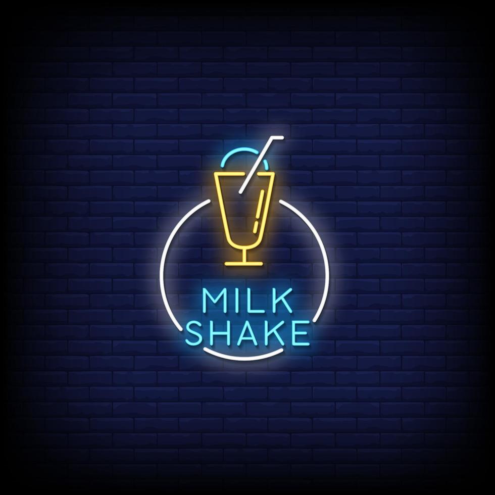 Milk shake Neon Signs Style Text Vector