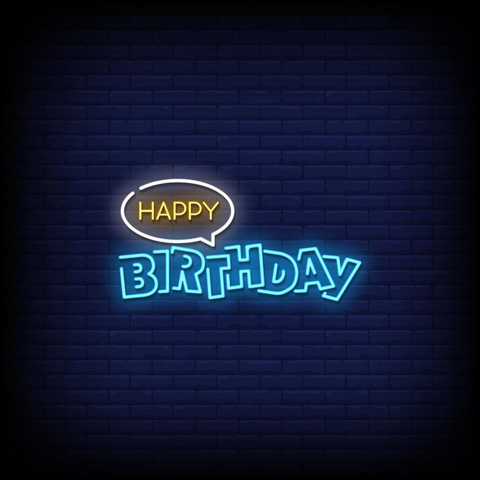 Happy Birthday Neon Signs Style Text Vector