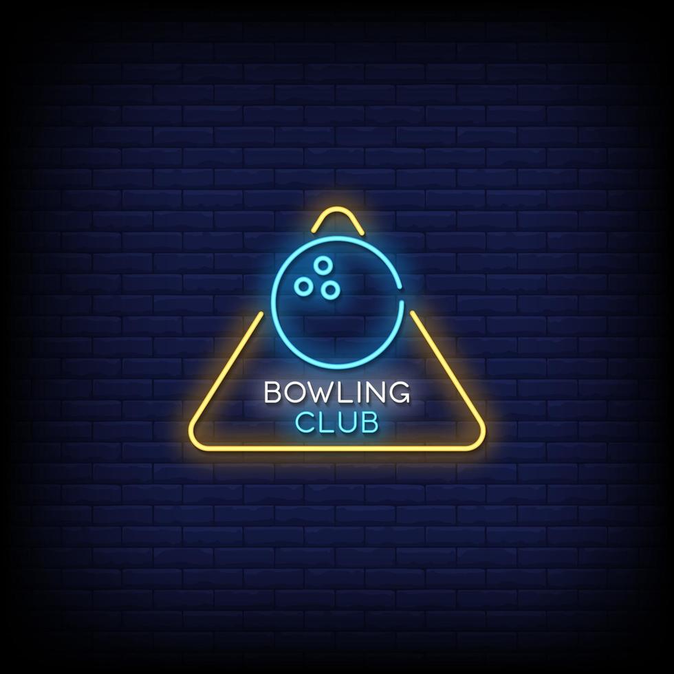 Bowling Club Neon Signs Style Text Vector