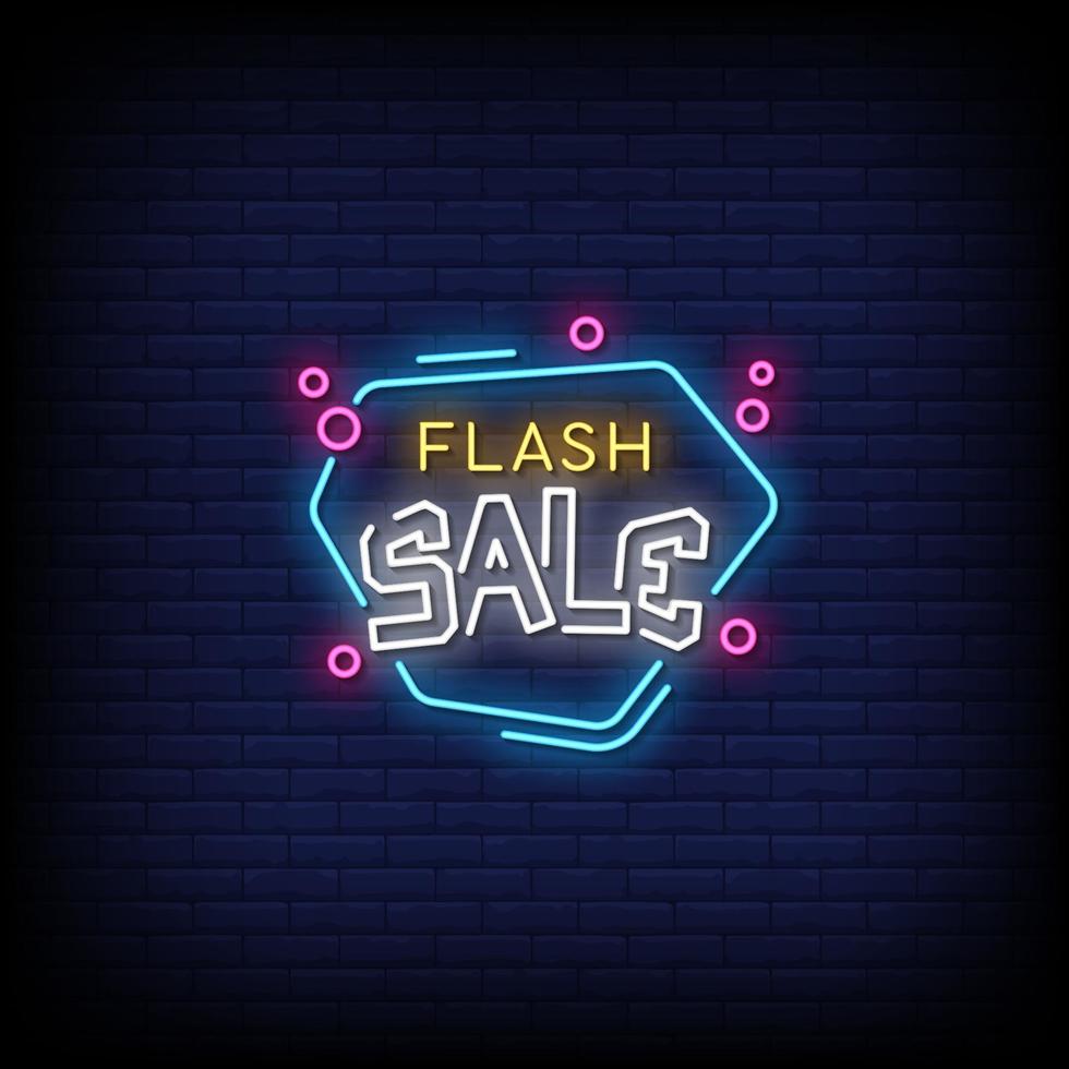 vector de texto de estilo de letreros de neón de venta flash