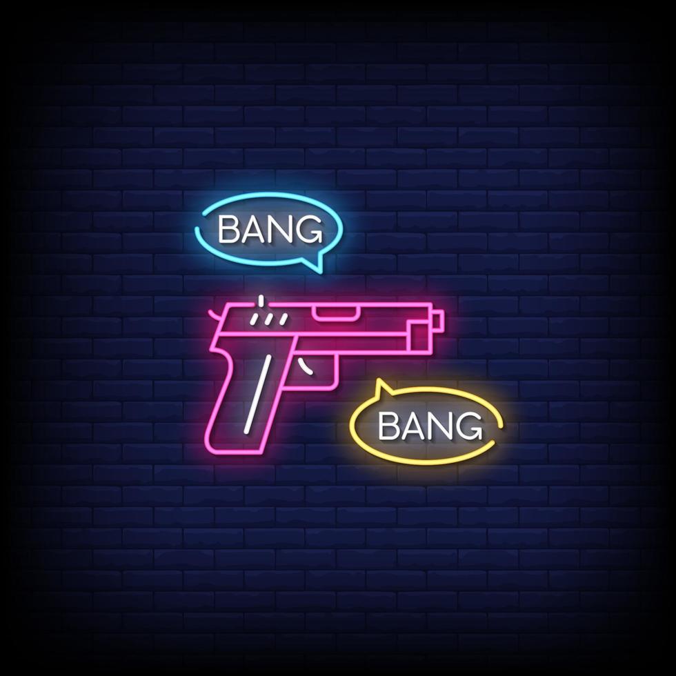 Gun Neon Signs Style Text Vector