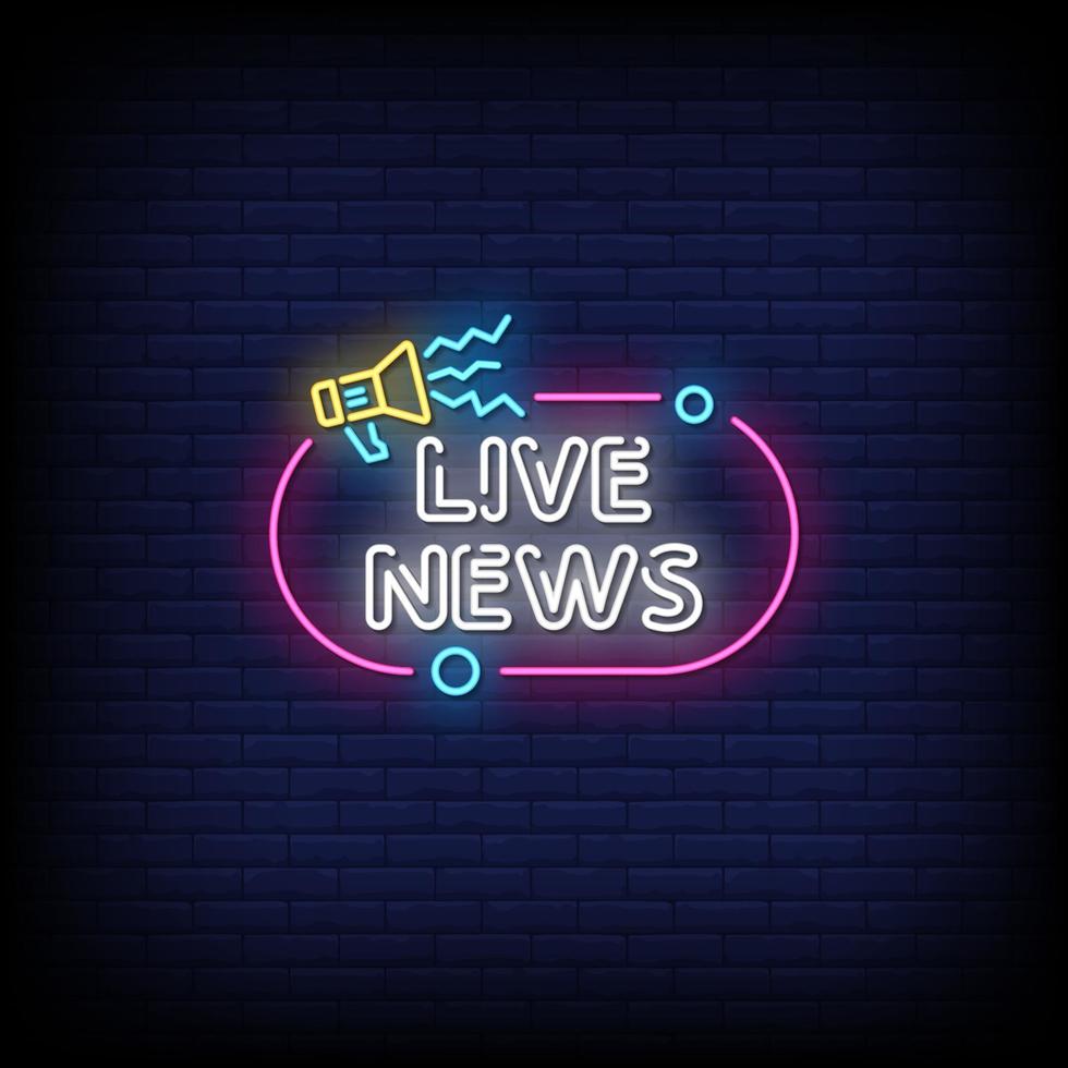 Live News Neon Signs Style Text Vector