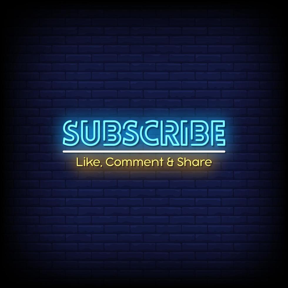 Subscribe Neon Signs Style Text Vector