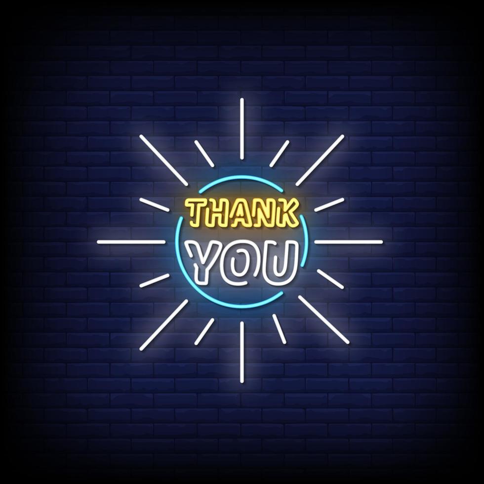 Thank You Neon Signs Style Text Vector