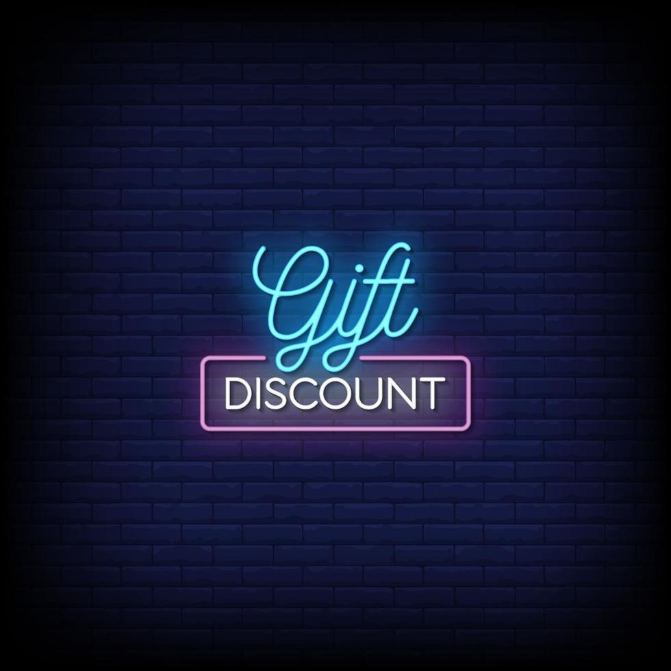 Gift Discount Neon Signs Style Text Vector