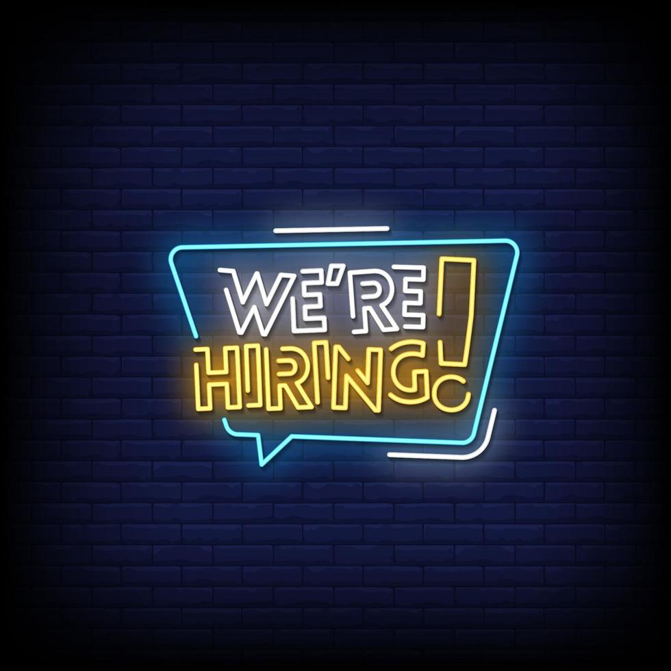We are Hiring Neon Signs Style Text Vector